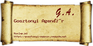 Gosztonyi Agenór névjegykártya